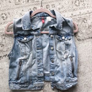 Cropped Light Washed Denim Vest
